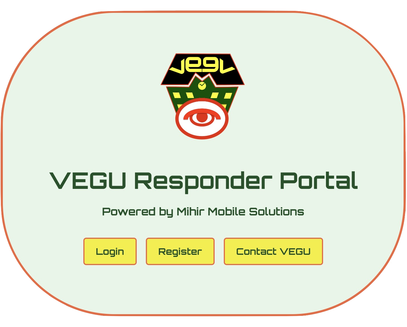 VEGU Responder Portal Landing